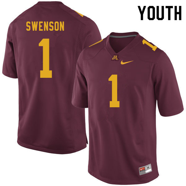 Youth #1 Calvin Swenson Minnesota Golden Gophers College Football Jerseys Sale-Maroon - Click Image to Close